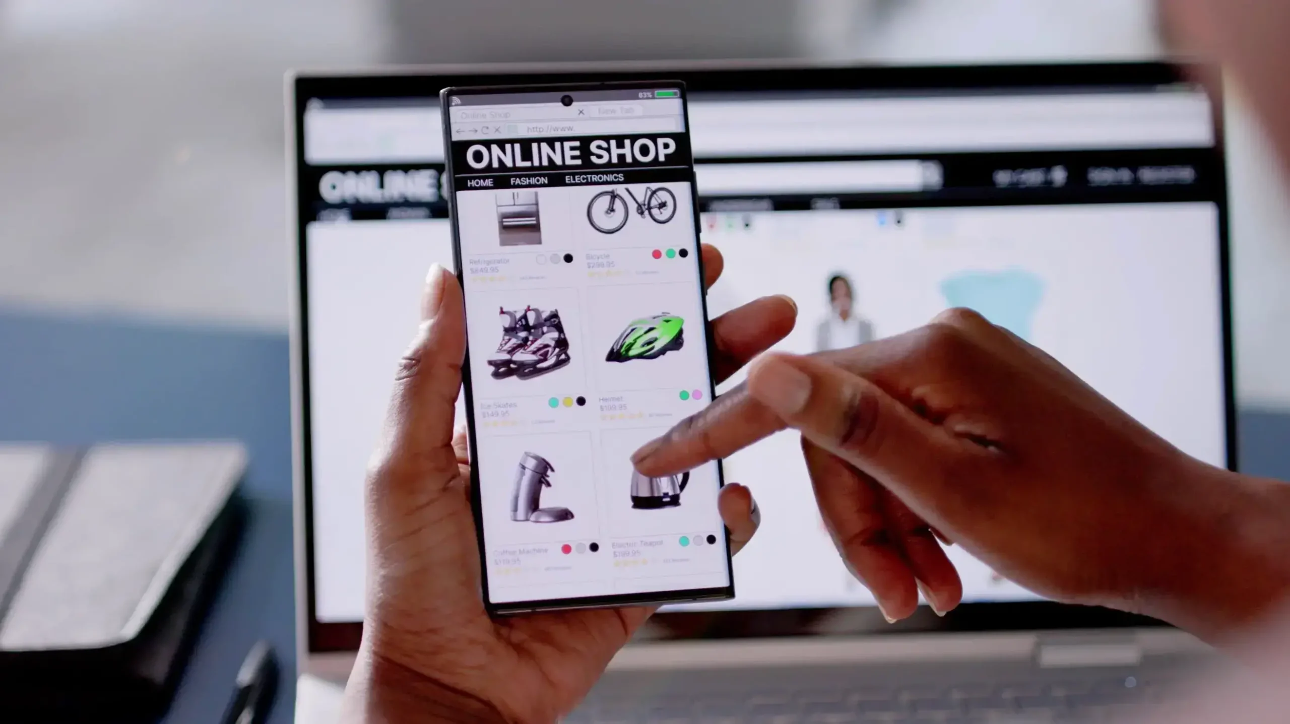 Custom-designed eCommerce stores with product listings and responsive layout