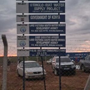 Project details compliance sign boards in Kenya displaying contractor name, client, consultants, NCA registration, and project timeline
