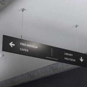 Indoor wayfinding signs in Kenya with arrows, floor plans, and room labels for offices, hospitals, malls, and institutions